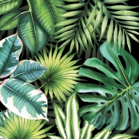 Servietten 25x25 cm - Tropical Leaves Black