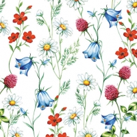 Servietten 25x25 cm - Mixed Wild Flowers White