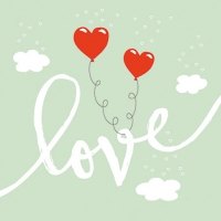 Servietten 25x25 cm - Love Balloons Mint