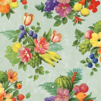 Servietten 25x25 cm - Flowers And Fruits Green