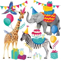 Servietten 25x25 cm - Animal Birthday White