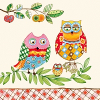 Servietten 33x33 cm - Family Owl