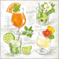 Servietten 33x33 cm - Four Cocktails
