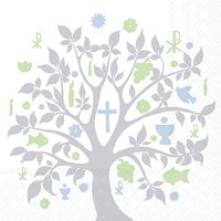 Servietten 33x33 cm - Communion Symbols Silver