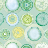 Servietten 33x33 cm - Watercolours Circles Green