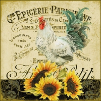 Servietten 33x33 cm - Rooster & Sunflowers