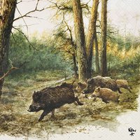 Servietten 33x33 cm - Wild Boars In The Woods