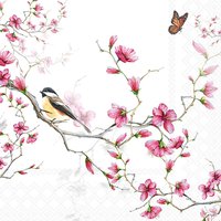 Servietten 33x33 cm - Bird & Blossom White