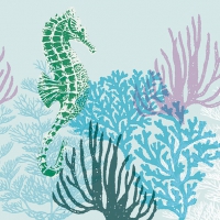 Servietten 33x33 cm - Coral Blue