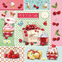 Servietten 33x33 cm - Red Cherries
