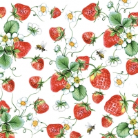 Servietten 33x33 cm - Strawberries All Over White Servietten 33x33 cm - Strawberries All Over White