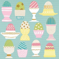 Servietten 33x33 cm - Eggs In Cups Aqua Servietten 33x33 cm - Eggs In Cups Aqua