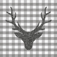 Servietten 33x33 cm - Stag Head Grey