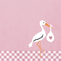 Servietten 33x33 cm - Love Stork pink