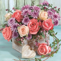 Servietten 33x33 cm - Roses and Chrysanthemums