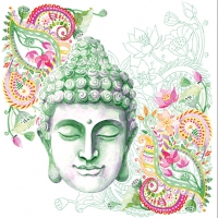 Servietten 33x33 cm - Buddha Head Green Servietten 33x33 cm - Buddha Head Green