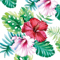 Servietten 33x33 cm - Hisbiscus Floral White