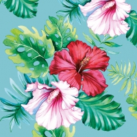 Servietten 33x33 cm - Hisbiscus Floral Petrol