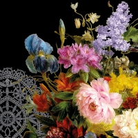 Servietten 33x33 cm - Still Life Bouquet Black