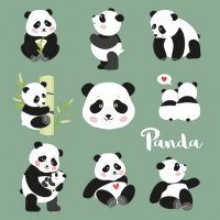 Servietten 33x33 cm - Panda Bears