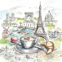 Servietten 33x33 cm - French Breakfast