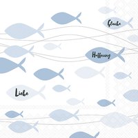 Servietten 33x33 cm - Communion Fishes Blue