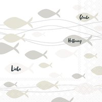 Servietten 33x33 cm - Communion Fishes Cream