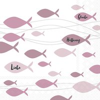 Servietten 33x33 cm - Communion Fishes Bordeaux