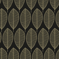 Servietten 33x33 cm - Oval Leaves Black/Gold