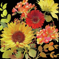 Servietten 33x33 cm - Sunny Flowers Black Servietten 33x33 cm - Sunny Flowers Black