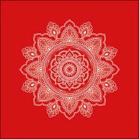 Servietten 33x33 cm - Mandala White/Red 