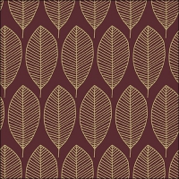 Servietten 33x33 cm - Oval Leaves Berry/Gold 