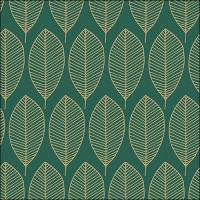 Servietten 33x33 cm - Oval Leaves Dark Mint/Gold Servietten 33x33 cm - Oval Leaves Dark Mint/Gold