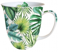 Porzellan-Tasse - Tropical Leaves White