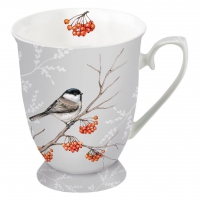 Porzellan-Tasse - 0.25 L Bird On Branch Grey Porzellan-Tasse - 0.25 L Bird On Branch Grey