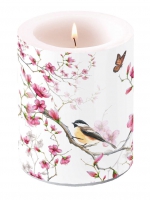 Dekorkerze - Bird & Blossom White