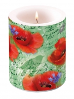 Dekorkerze - Painted Poppies Green