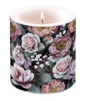 Dekorkerze klein - Vintage Flowers Black