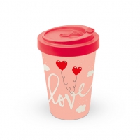 Bamboo mug To-Go - Love Balloons Pale Rose