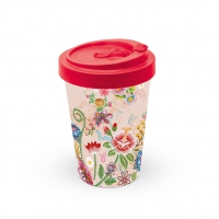 Bamboo mug To-Go - Embroidery Flowers Rose Bamboo mug To-Go - Embroidery Flowers Rose