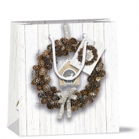 Geschenktasche 22x13x25 cm - Pine Cone Wreath