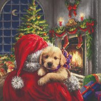 Servietten 25x25 cm - Puppy At Fire Servietten 25x25 cm - Puppy At Fire