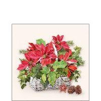 Servietten 25x25 cm - Poinsettia In Basket