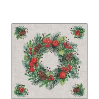 Servietten 25x25 cm - Wreath On Linen