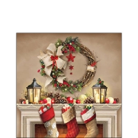 Servietten 25x25 cm - Wreath And Socks Servietten 25x25 cm - Wreath And Socks