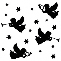Servietten 25x25 cm - Trumpet Angels Black