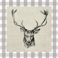 Servietten 25x25 cm - Checked Stag Head Brown Servietten 25x25 cm - Checked Stag Head Brown