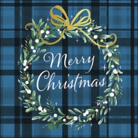 Servietten 25x25 cm - Christmas Plaid Blue