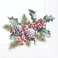 Servietten 25x25 cm - Holly And Berries Servietten 25x25 cm - Holly And Berries