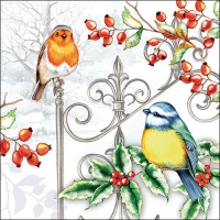 Servietten 33x33 cm - Birds & Holly Servietten 33x33 cm - Birds & Holly